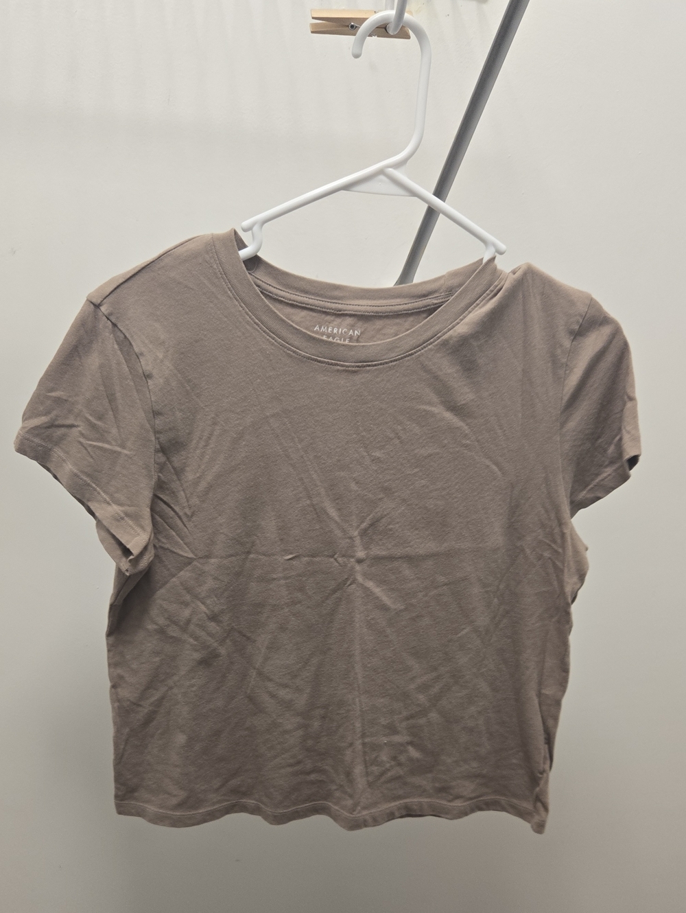 American Eagle Outfitters Short Sleeve Crew Neck Tee in Taupe